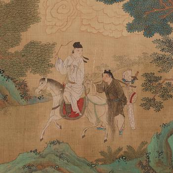 Albumblad, två stycken, akvarell och tusch på siden. Qingdynastin, 1700-tal.