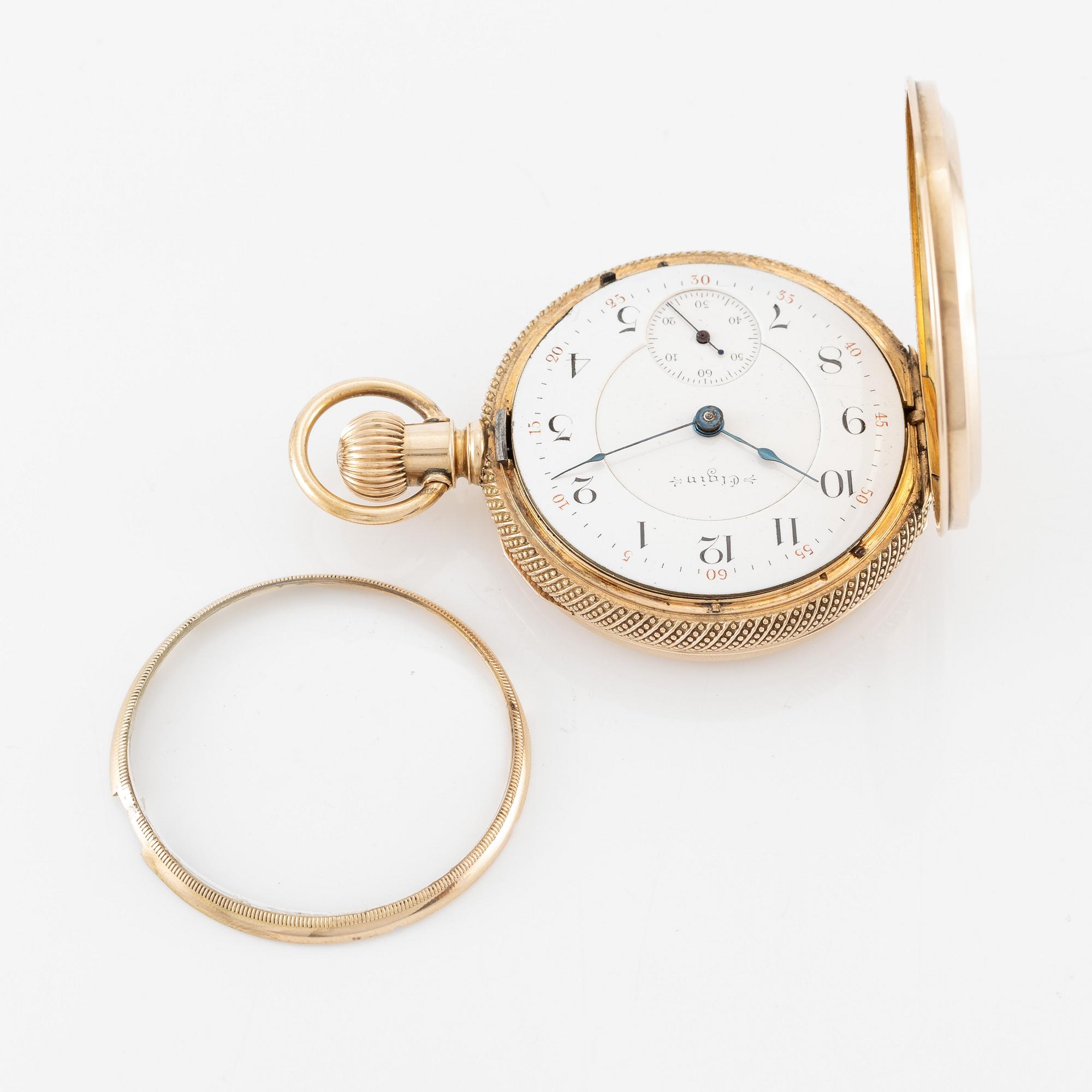 Elgin, pocket watch, hunter, 54 mm.