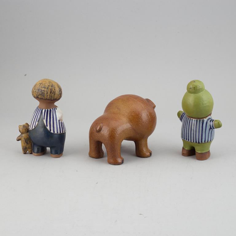 Lisa Larson, figuriner, 3 stycken. Stengods. Gustavsberg.
