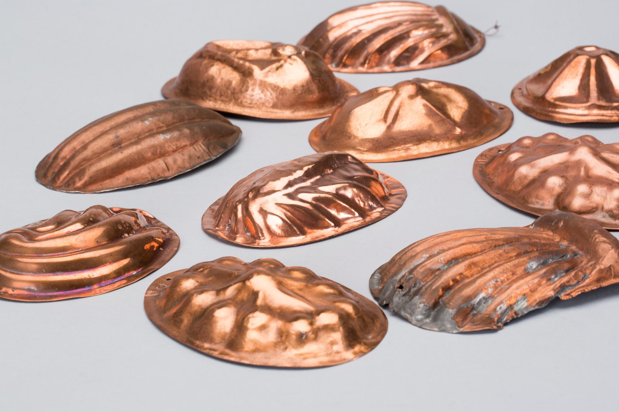 KAKFORMAR, 14 st, koppar, 1800-tal.