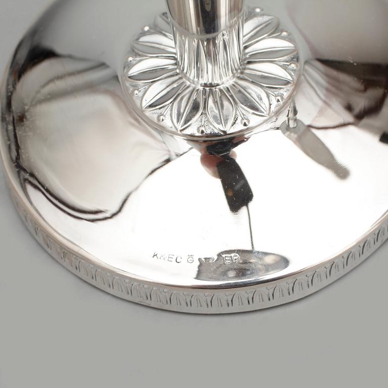 LJUSSTAKAR, ett par, silver, K&EC, Göteborg, 1955.