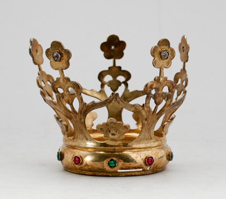 BRUDKRONA, förgyllt silver, AÖG Stockholm 1936. Vikt 112 g.