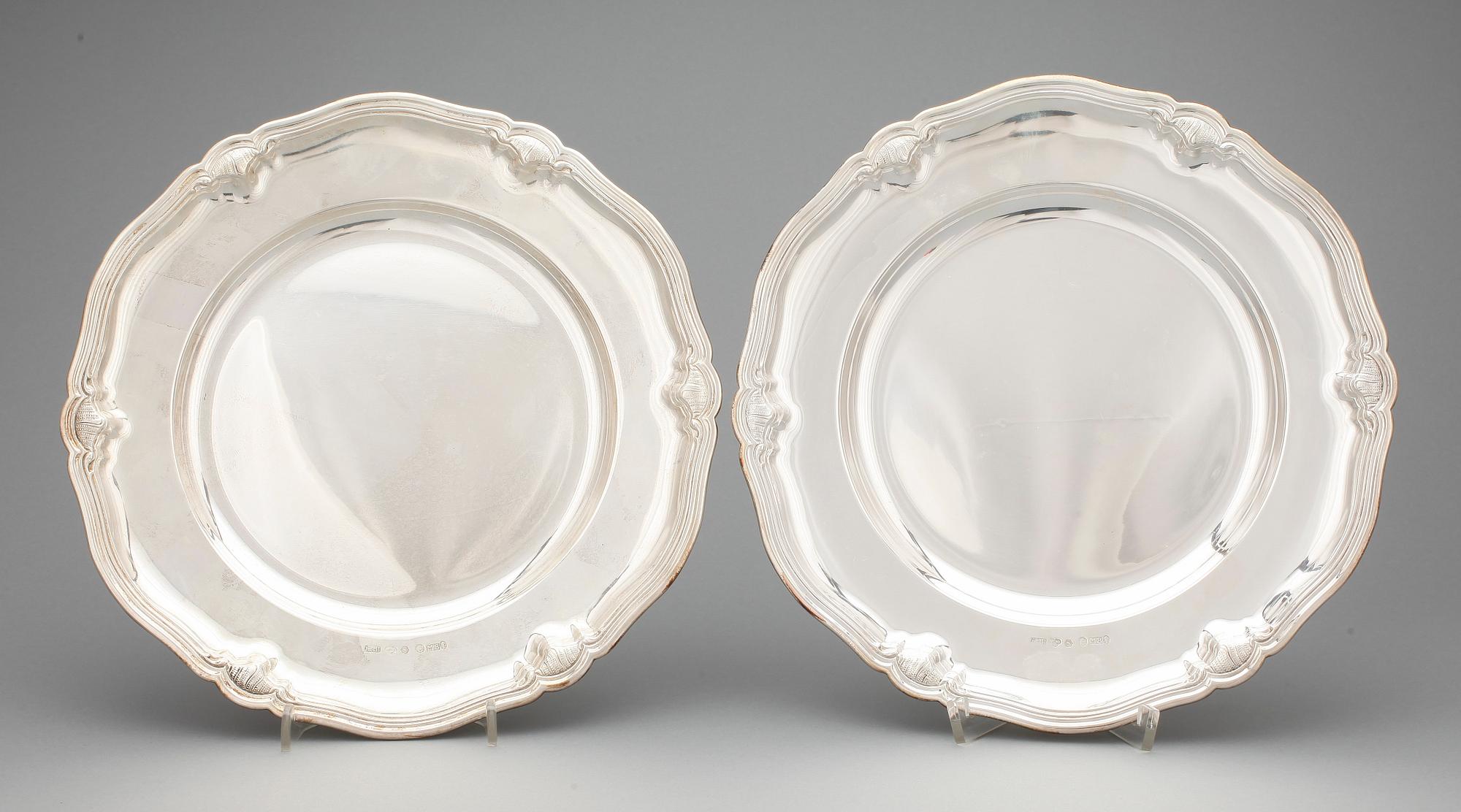 TALLRIKAR, 6 st, silver, GAB, Stockholm, 1938. Total vikt ca 2180 g.