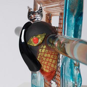 A unique Kjell Engman wall glass sculpture, Kosta Boda 1994.