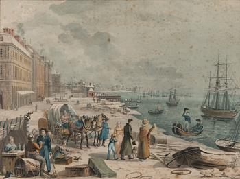 JEAN PIERRE MARIE JAZET, handkolorerad etsning, 1800-talets början.