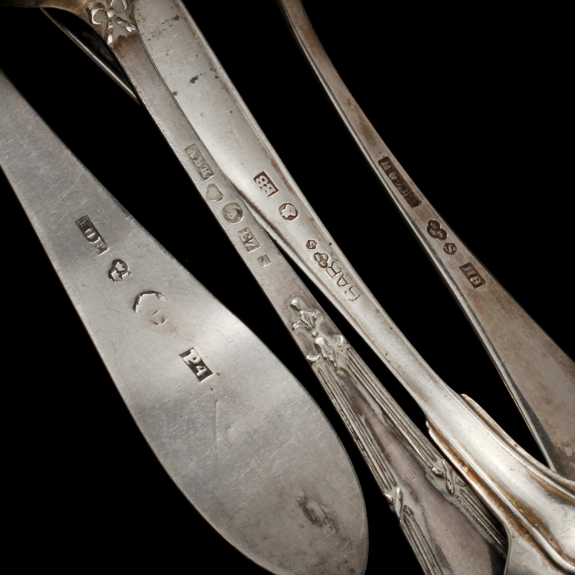 PARTI BESTICK, silver, 23 delar, 1800/1900-tal. Vikt 370 g.