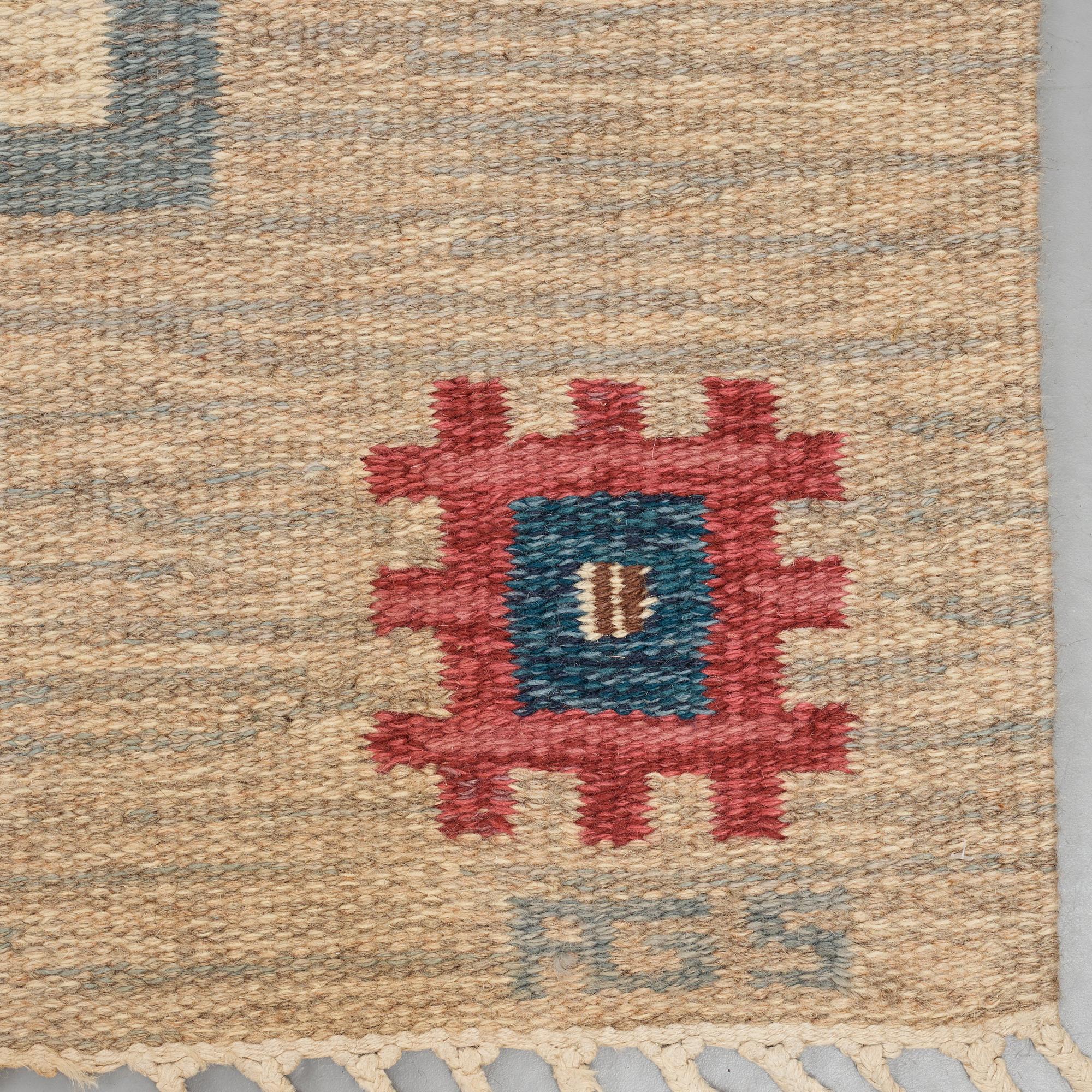 Anna-Greta Sjöqvist, Matta, rölakan, ca 310-312,5 x 202-204 cm, inskription och signerad 19 JB 57 AGS.