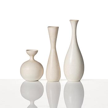 Carl-Harry Stålhane, a set of 9 stoneware vases, Rörstrand, Sweden 1950-60s.