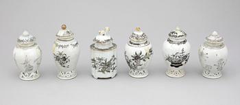 TEDOSOR, 6 st, kompaniporslin. Qing dynastin, Qianlong (1736-95).