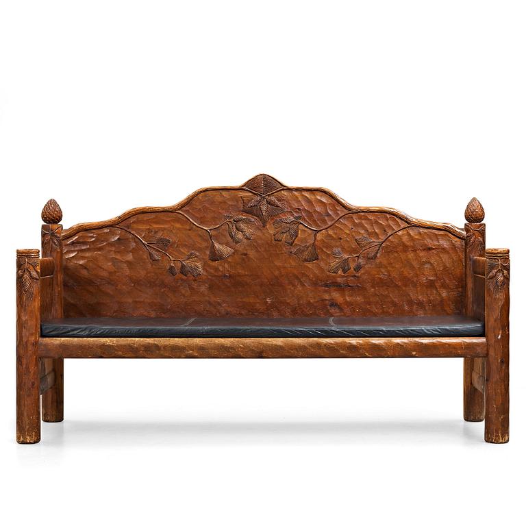 BRÖDERNA ERIKSSON (The Eriksson brothers), attributed to, a stained and carved sofa, Art Nouveau, Arvika Sweden ca 1910.
