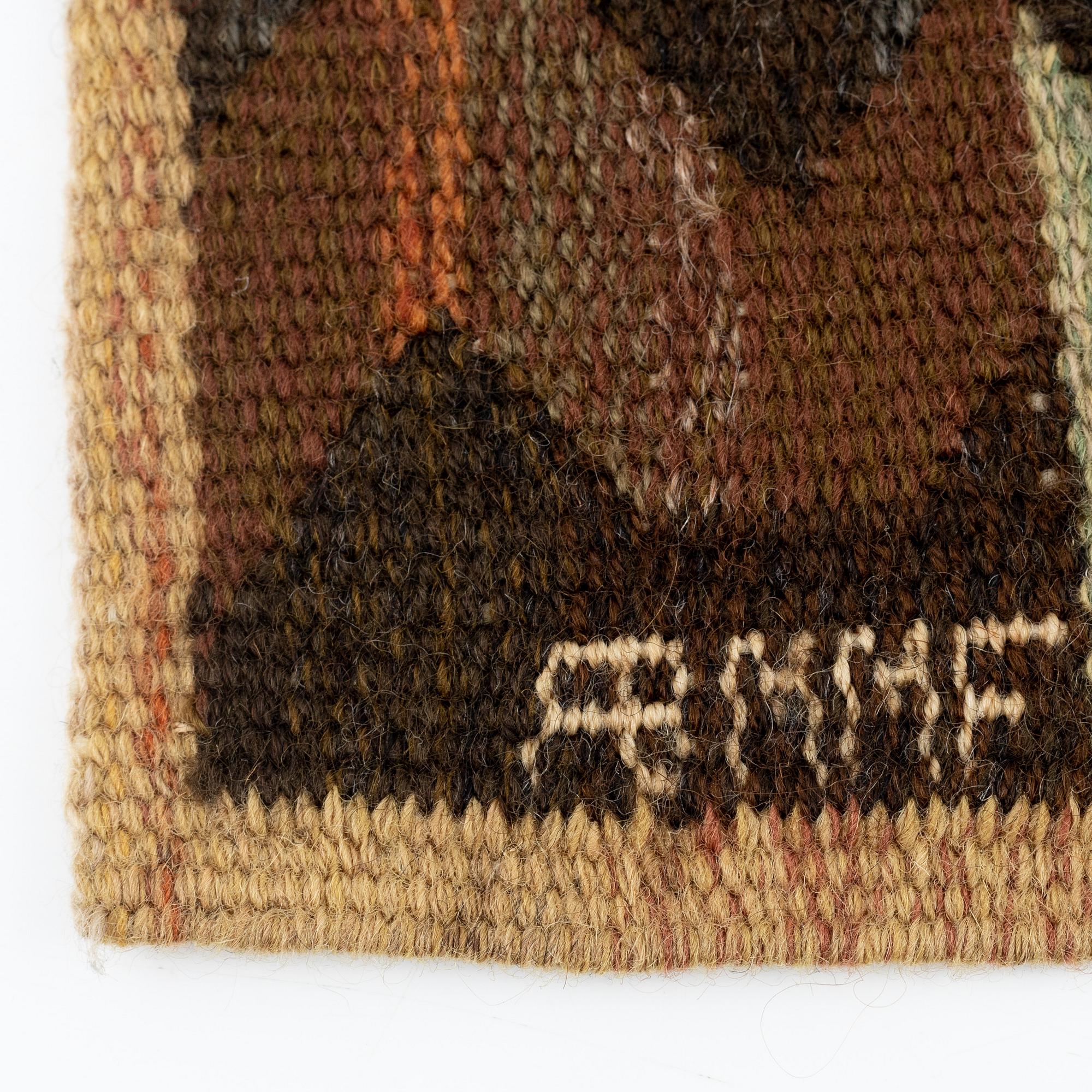 Märta Måås-Fjetterström, vävnad, "Täppan", gobelängteknik, ca 36 x 35 cm, signerad AB MMF.