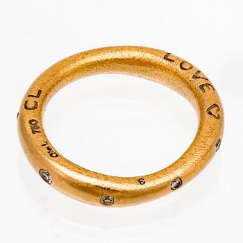 Ole Lynggaard ring 18K gold,  9 brilliant-cut diamonds 0,18 ct in total TW VS.