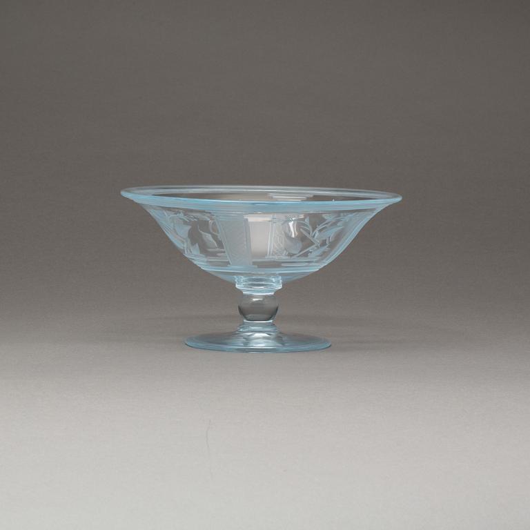 SKÅL PÅ FOT, glas, Edward Hald, Orrefors, 1930.