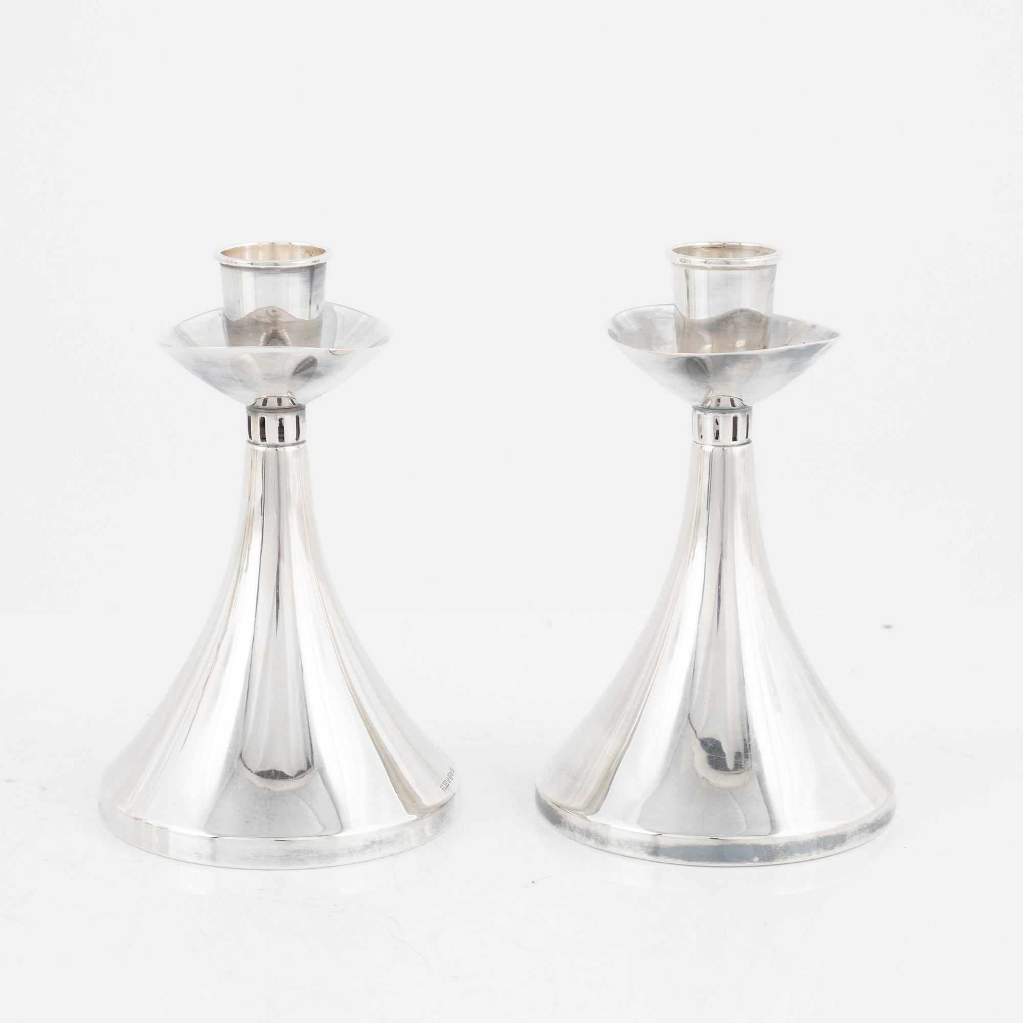 Pair of silver candlesticks, Tesi, Gothenburg 1964.