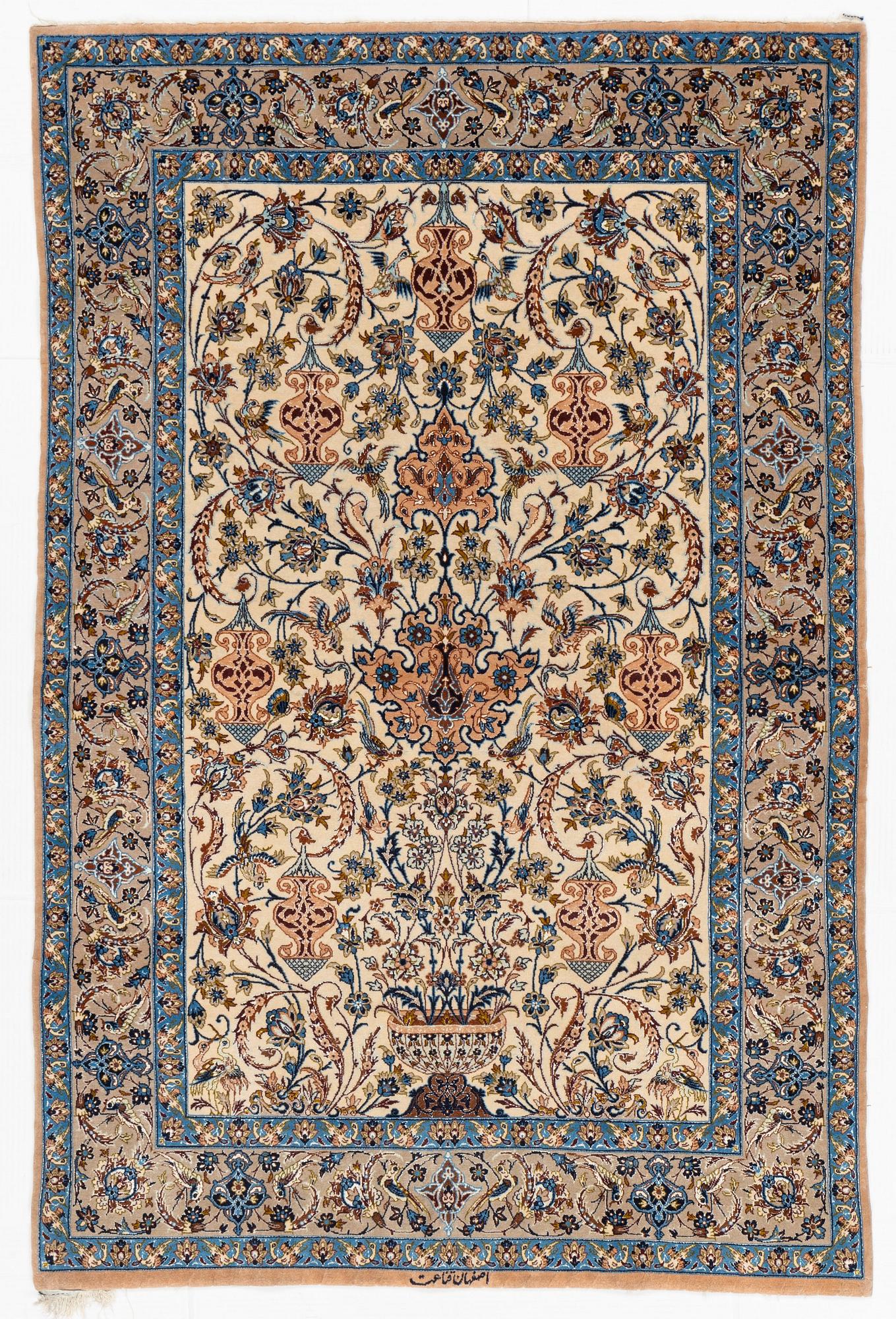 A rug, semi-antique, Esfahan, signed Ghena, ca 166 x 109 cm.