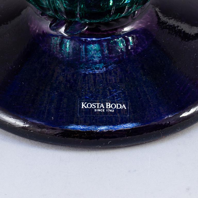 A Gunnel Sahlin footed glass bowl, for Kosta Boda, signed.