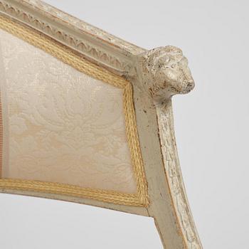 A matched pair of late Gustavian armchairs.