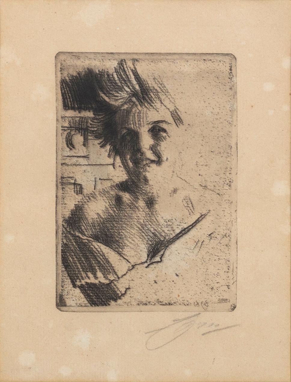 Anders Zorn, etsning, 1898, signerad.