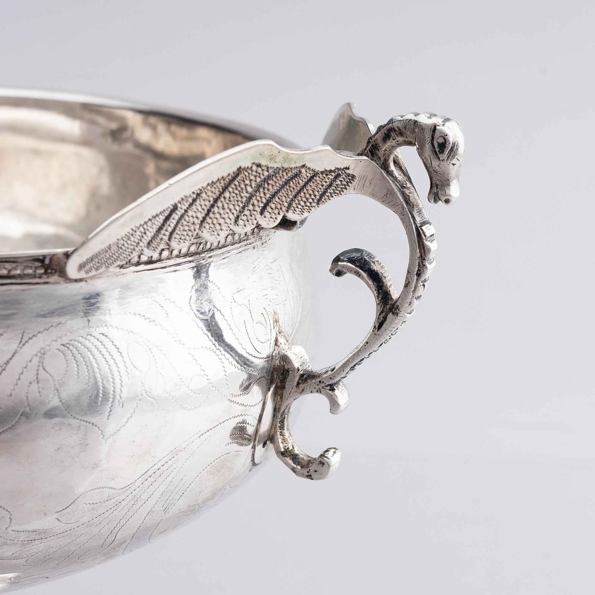 A Swedish 18th century silver bowl, mark of Christoffer Bauman, Hudiksvall 1795.