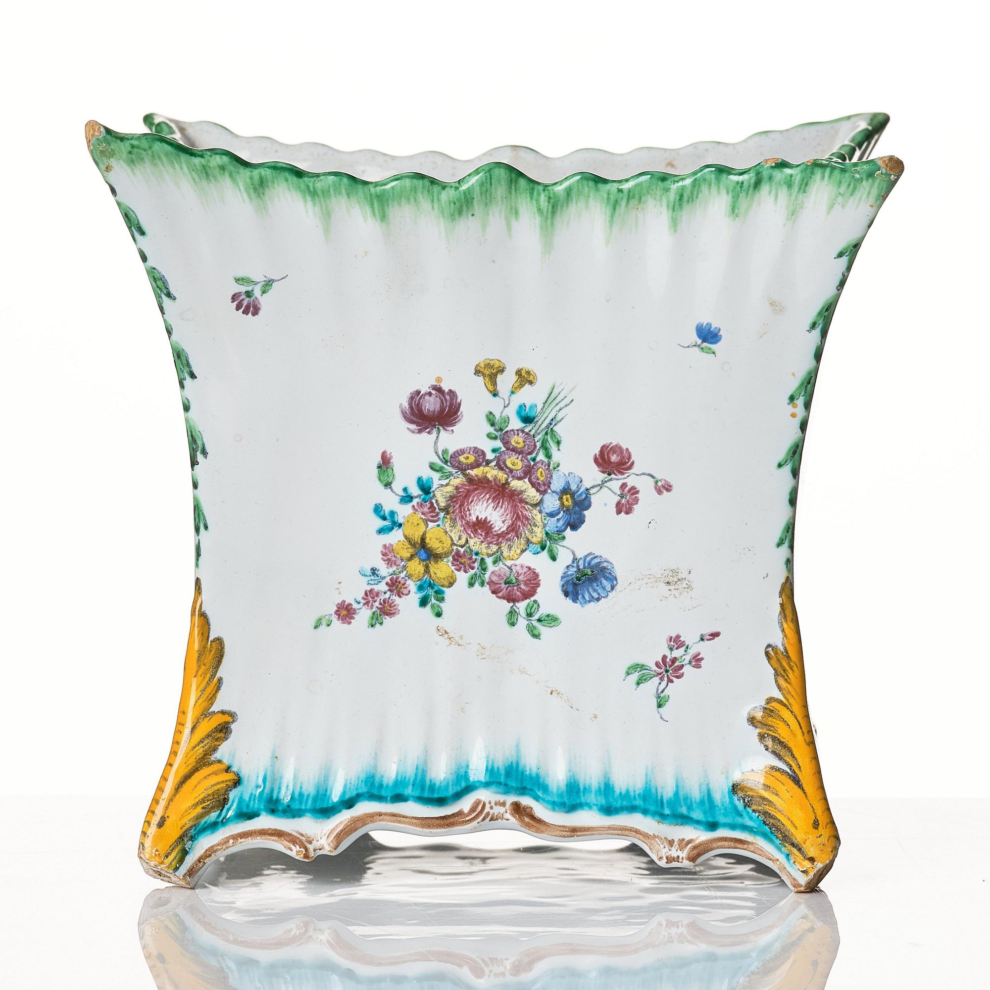 A Swedish faience Rörstrand flower pot, 18th Century.