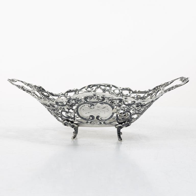 Footed bowl, silver, Rococo style, Swedish import mark, early 20th century.