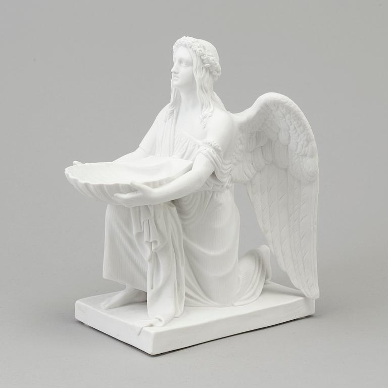 A bisquit figure of 'The Angel of Baptism', after Bertel Thorvaldsen. Royal Copenhagen, Denmark, 19th Century.