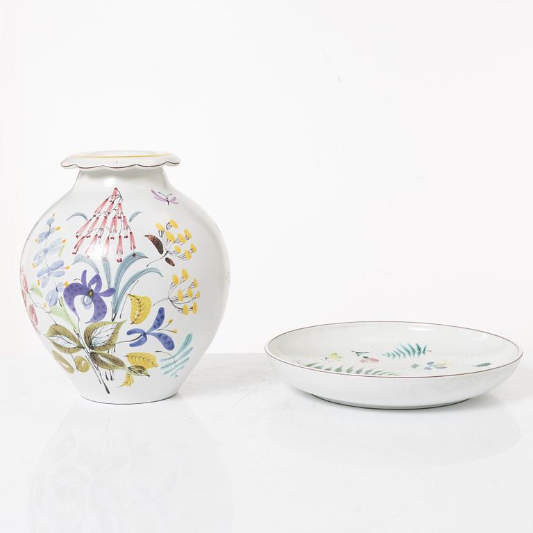 Stig Lindberg, a vase and a plate, Gustavsberg.