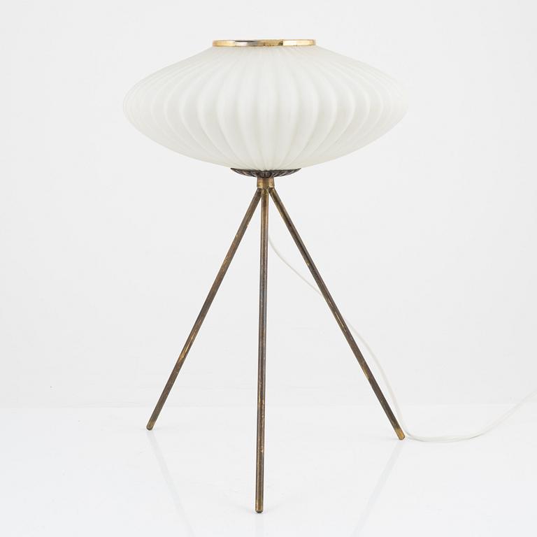 A glass and metal table lamp, probably Italy, 1960s.