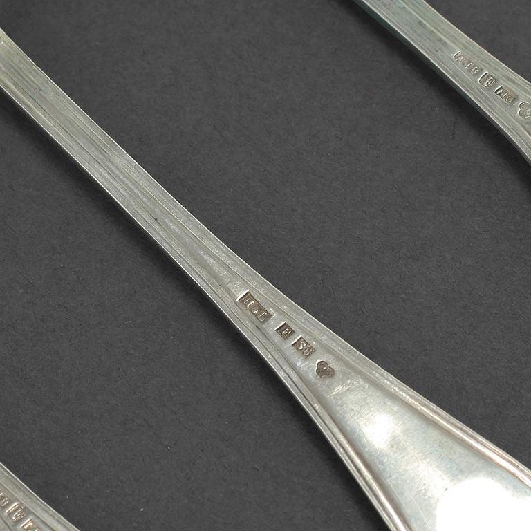 12 swedish silver teaspoons from the 19th century.