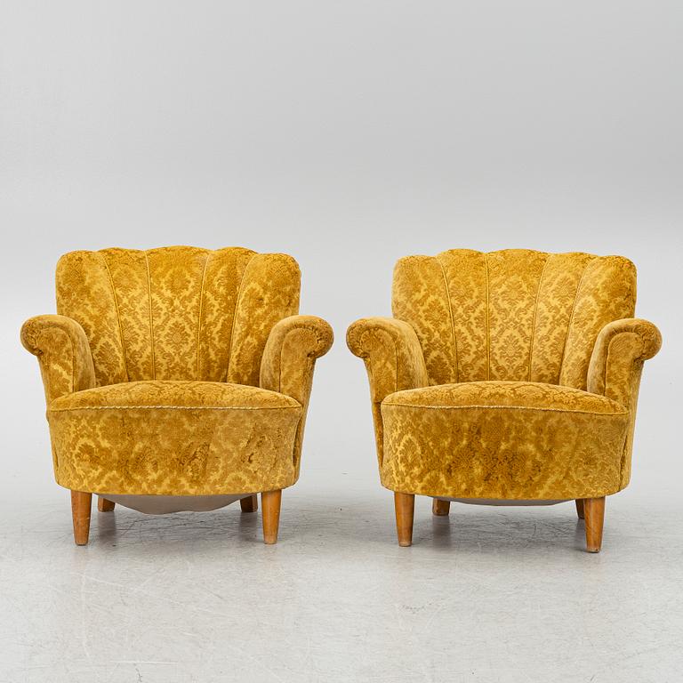 Fåtöljer, ett par, Swedish Modern. 1940-tal.
