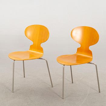 A PAIR OF 1960s "ANT" CHAIRS by ARNE JACOBSEN for FRITZ HANSEN.