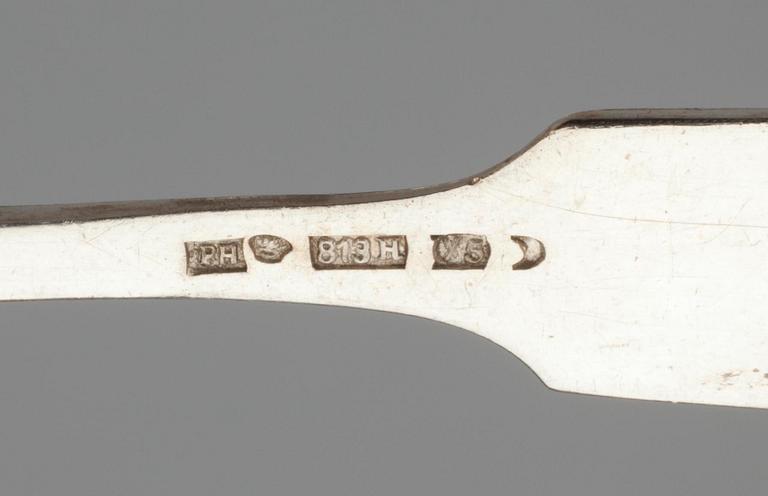 BESTICK, 27 st, silver, "Musslan", olika finska stämplar, 1900-tal. Vikt tot. 384 g.