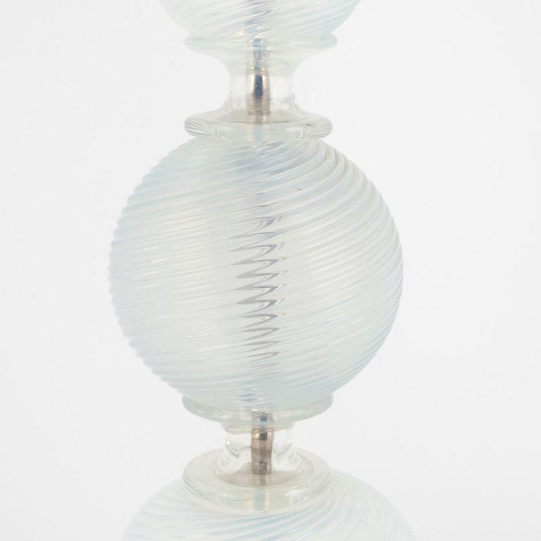 Table lamps, a pair, glass, probably Murano.