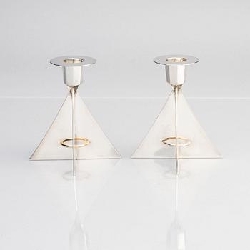 Hubert Hydman, a pair of sterling silver candlesticks, Stockholm 2000.