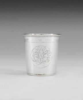 A Scandinavian 18th century silver beaker, unidentified makers mark EC.