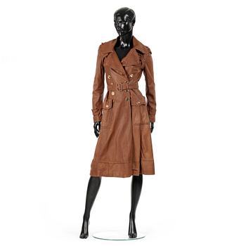 723. BURBBERY, a brown leather coat.
