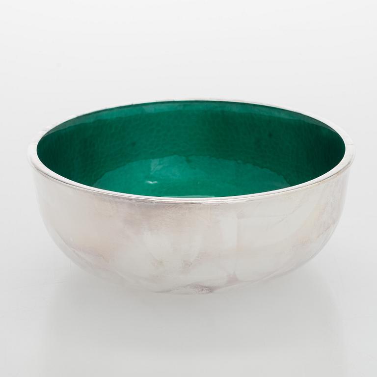 A sterling silver and enamel bowl, maker's mark of A. Tillander, Turku 2005.