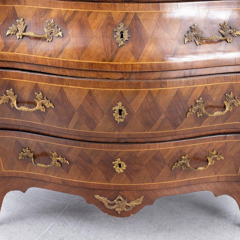 A Rococo chest of drawers, 18th century.