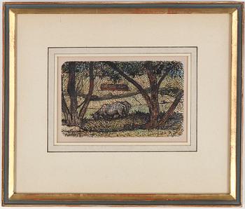 Nils Kreuger · NILS KREUGER, tillskriven, blandteknik. Ej signerad. Daterad Båstad 18 juni 1907.