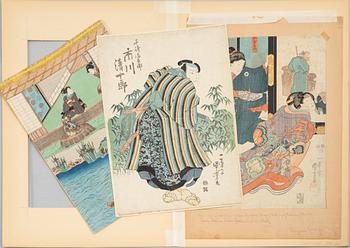 Utagawa Kuniyoshi, three woodblock prints.