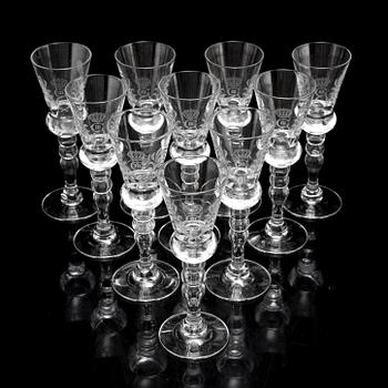 SNAPSGLAS, 10 st, "Gustav III", Reijmyre Glasbruk.