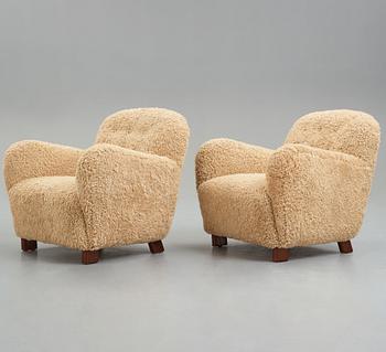 Fritz Hansen, "1565", fåtöljer 1 par, Fritz Hansen Danmark 1940-tal.