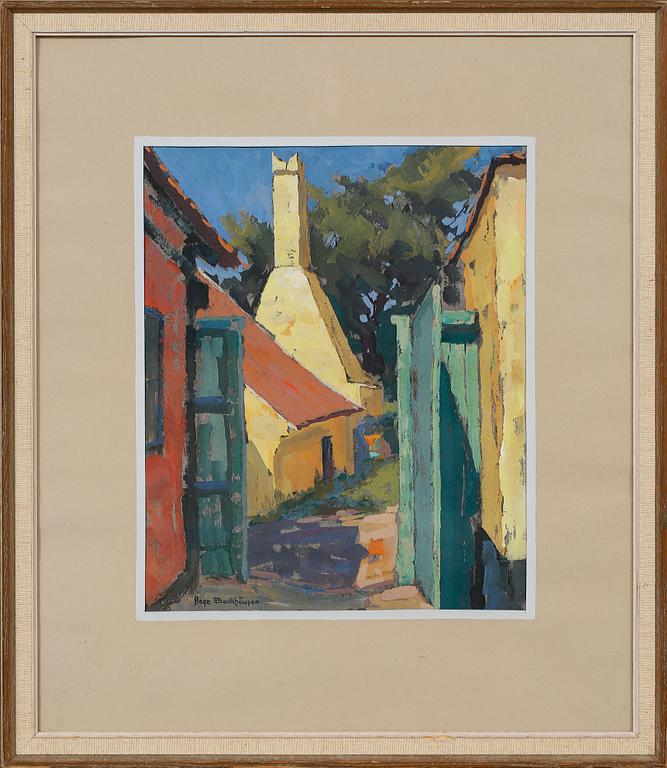 AAGE BACKHAUSEN, gouache på papper, signerad.
