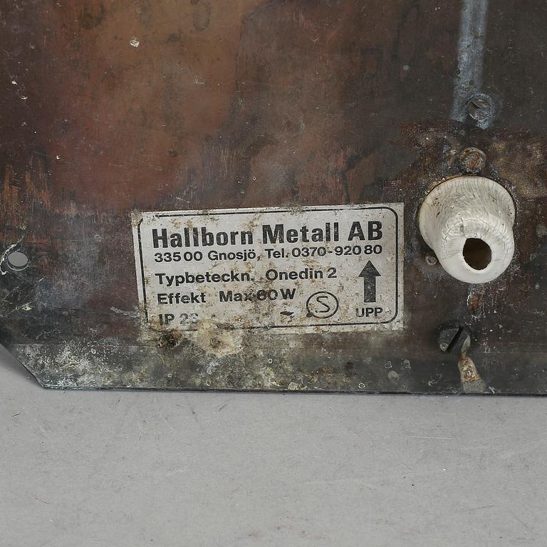 VÄGGLAMPOR/SKEPPSLAMPOR, 3 st, Hallborn Metall AB, 1900-andra hälft.