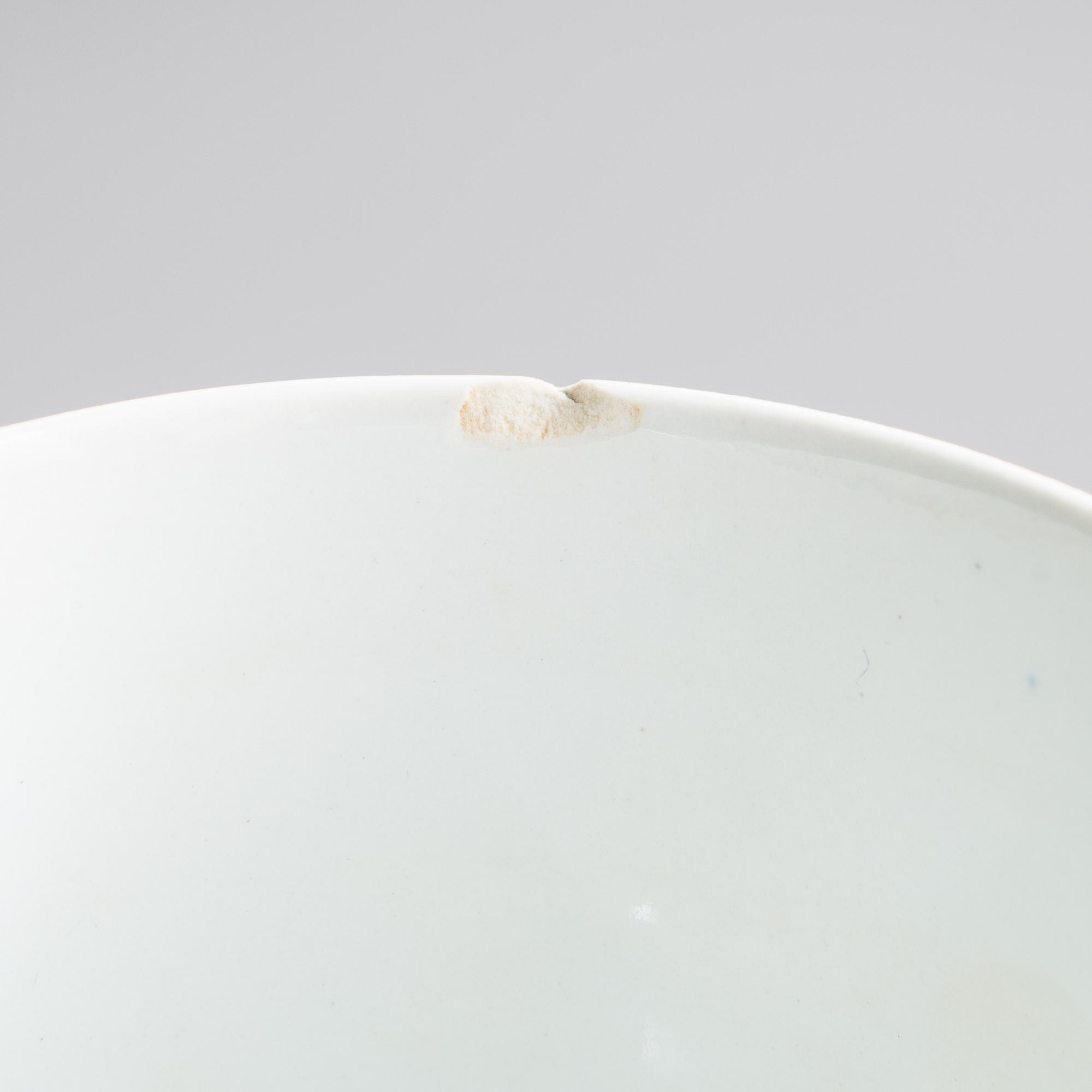 A porcelain cup, plate and soup bowl. Arabia, Finland, mid 20th century.