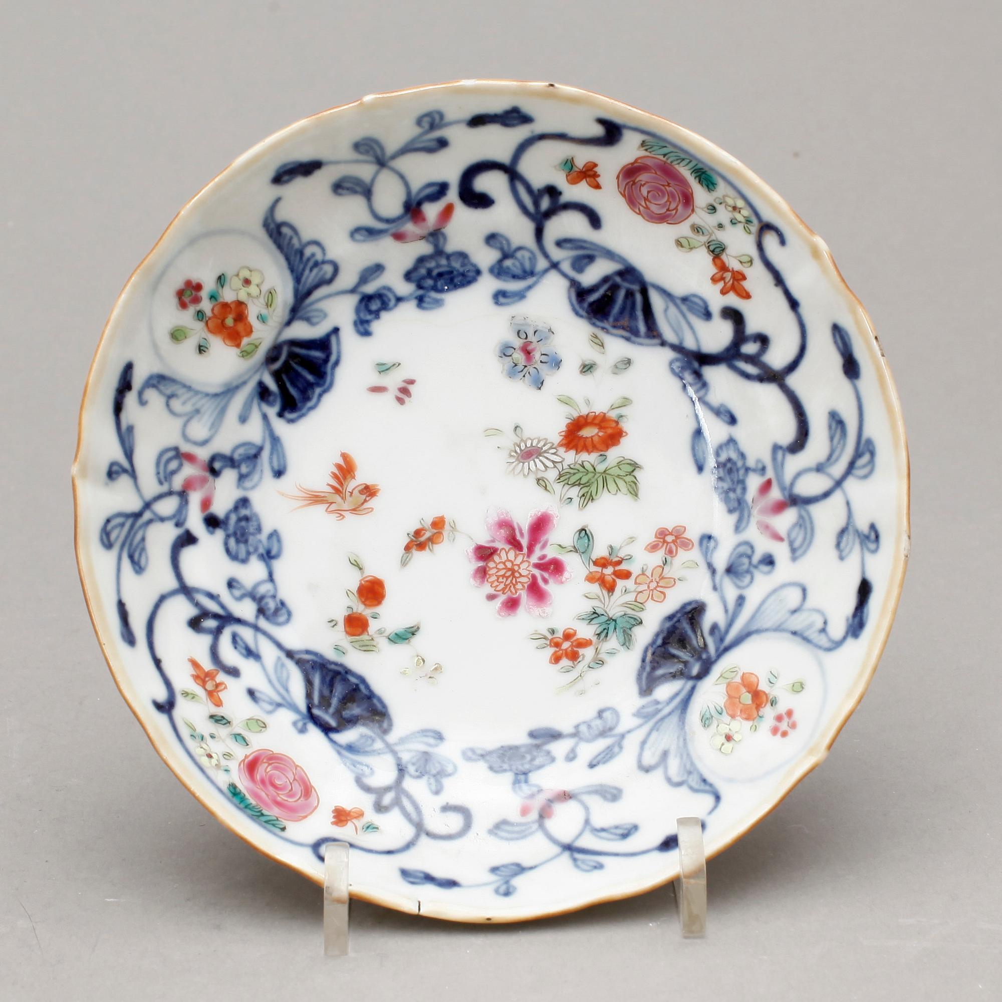 KOPPAR med FAT, 4st, porslin, Kina, 1700-tal.