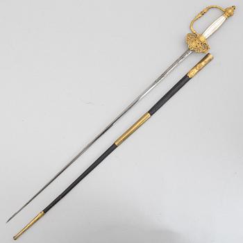 Smallsword, Swedish, 19th century, with scabbard.