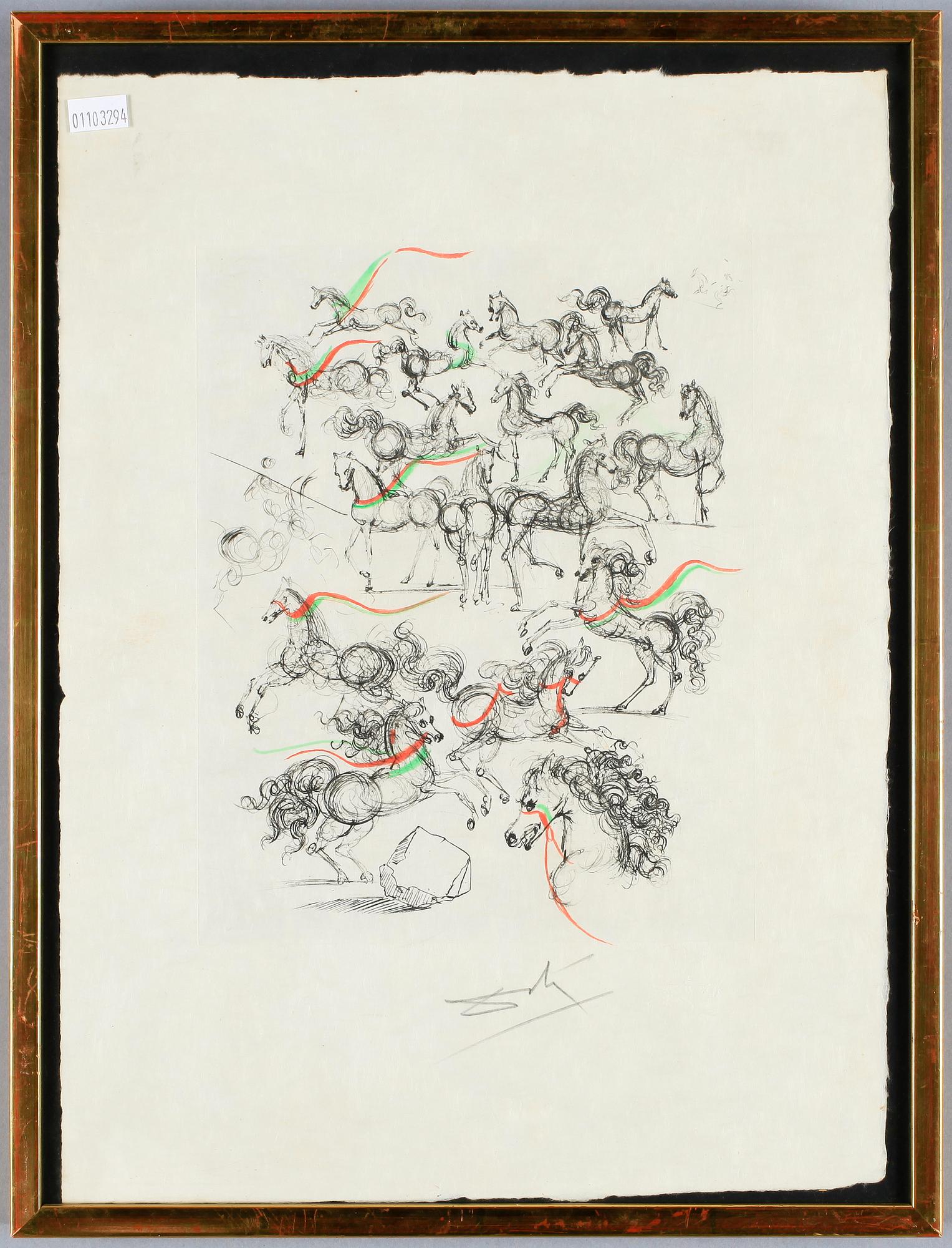 SALVADOR DALÍ, etsning samt handkolorerad, sign.