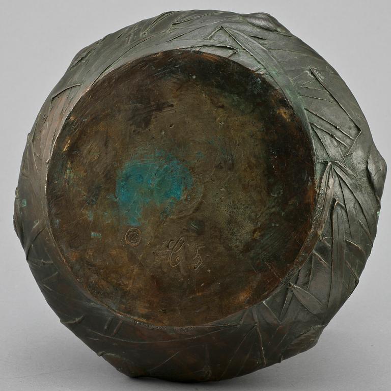 A Hugo Elmqvist Art Nouveau patinated bronze vase, Stockholm circa 1900.