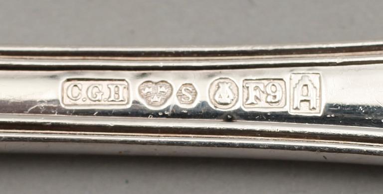 SAMLING BESTICK, 31 del, silver, modell engelsk snäck. Tot vikt 984 g.